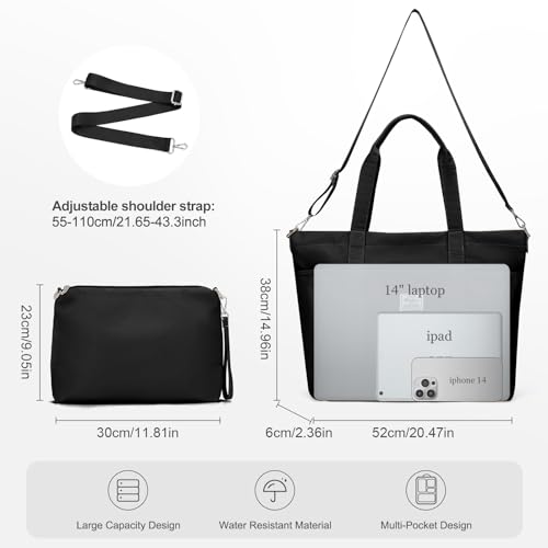 Travel Tote Bag for Women, Laptop Tote Bag with Laptop Compartments&Clutch Purse, Large Shoulder Bag for Travel, Work3