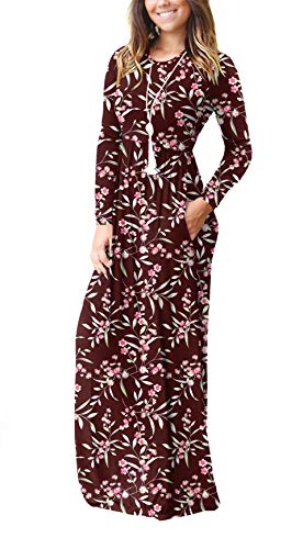 Image of VIISHOW Women's Long Sleeve Loose Plain Maxi Dresses Casual Long Dresses with Pockets