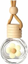 Car Hanging Perfume Bottle Diffuser 10ml Refillable Glass Essential Oil Car Air Freshener with Flower Decor, Aromatherapy Pendant for Rear View Mirror, Aesthetic Car Interior Accessories