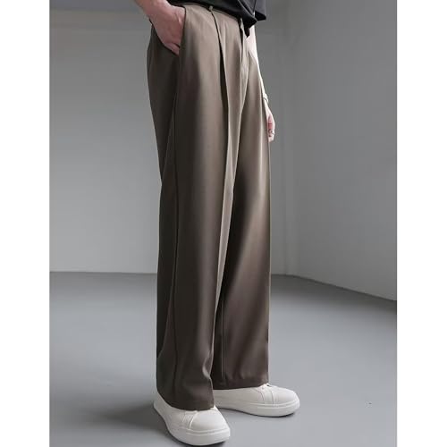 Men's Loose Pleated Business Pants Loose Pleated Suit Trousers Wide-Leg Suit Pants for Men 6