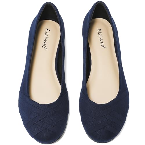 Image of Ataiwee Women's Wide Width Flats Shoes - Casual Comfortable Round Toe Plus Size Ballet Shoes.