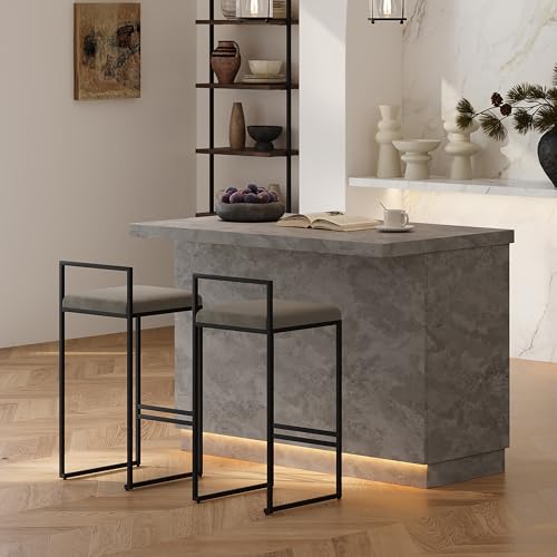 homary 50" Japandi Kitchen Island with Storage, Gray Wood Island