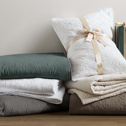 Image of Madison Park Luxurious Cotton Damask Quilt Set, 3PC Full /Queen Bed Set