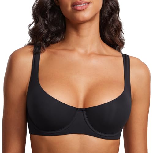 DOBREVA Women's Unlined Balconette Bra Underwire...