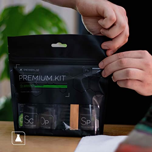 Sneaker Lab Premium Shoe Care Cleaning Kit - Cleaner + Deodorizer + Protector + Premium Brush - Perfect For Most Materials - 1.7 Fl Oz Bottles #TOP5