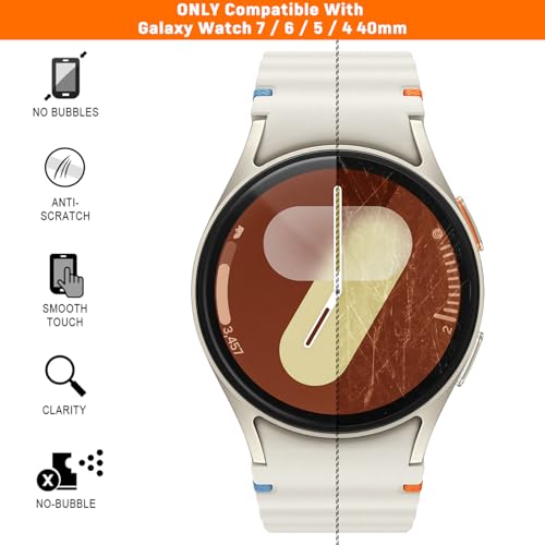 SPGUARD 4 Pack Galaxy Watch 7 Screen Protector, Galaxy Watch 6 40mm Tempered Glass Screen Protector Accessories Compatible with Samsung Galaxy 7/6/5/4 40mm (NOT for Others Models) - Thumbnail 4