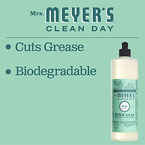 Image of MRS. MEYER'S CLEAN DAY Liquid Dish Soap, Biodegradable Formula, Limited Edition Mint, 16 fl. oz - Pack of 6