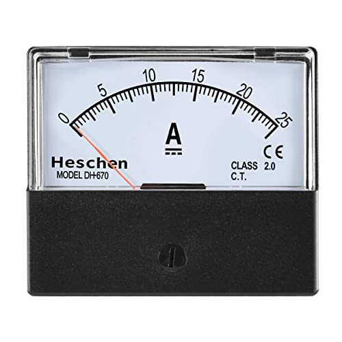 Heschen Medidor de corriente montado en panel rectangular DH-670 DC 0-25A clase 2.0
