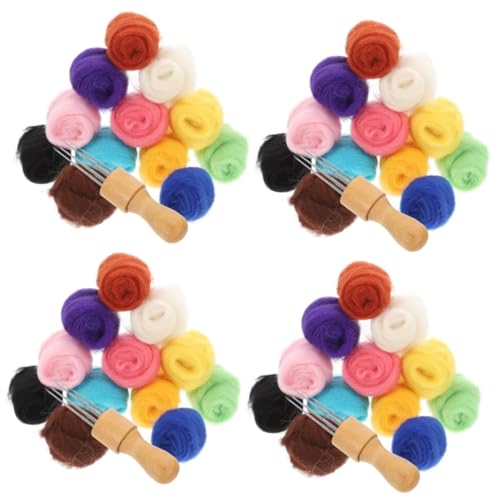 NUOBESTY 4ensembles Set De Feutrage Laine Avec De Laine Et Aiguilles Pour Kit De Matériaux Pour Décorations Et