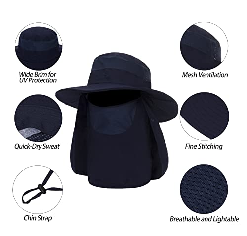 Image of Fishing Hat for Men, Outdoor 3 in 1 Sun Hat Summer Safari Boonie Cap