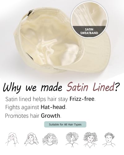 Image of Womens Satin Lined Unstructured Baseball Cap Unisex Silk Lining Washed Cotton Adjustable Vintage Dad Hat