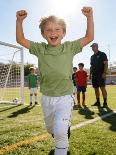 Image of Boys Neon Shirts Dry Fit Athletic T Shirts UPF 50+ Performance Cooling Shirt Short Sleeve Rash Guard Kids Top for Boys Girls