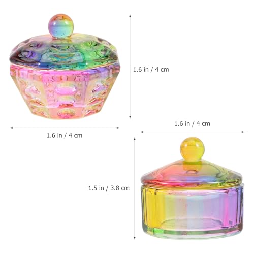 Juego de 2 recipientes de cristal para manicure con tapa miniatura 2