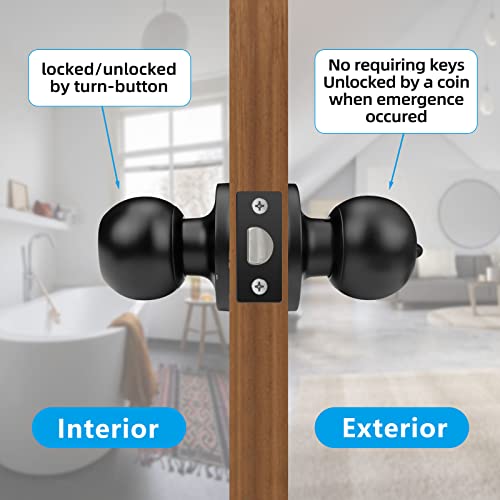 Rotesonne 8 Pack Matte Black Privacy Door Knobs For Bedroom, Bathroom And Passage With 8 Door Stoppers, Keyless Door Handles, Interior Door Knobs (8, Black) #TOP2