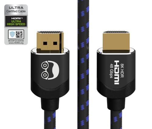 8K HDMI Kabel (1 Meter) 2.1 ULTRA High Speed Zertifiziert - BIO Verpackung - HD Hochgeschwindigkeit 48Gbit/s 8K@60hz 4K@120hz eARC HDR10 Dolby Kompatibel mit PS5 Xbox Serie X Fire TV Monitor Fernseher