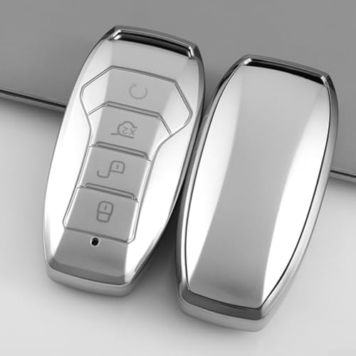Gdfnmogo Schlüsselabdeckung, kompatibel mit Atto 3 Han Ev Song Plus Dm-i Ev für Delphin Seal U Plus Sealion 6, silberfarben, kratzfeste Ersatzschale (A)