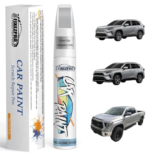 Image of (1D6 Silver Sky Metallic Car Touch Up Paint for Toyota, Color Match Auto Paint Repair Pen,Professional Car Scratch Repair Remover Pen Automotive Quick Drying, Easy to Use