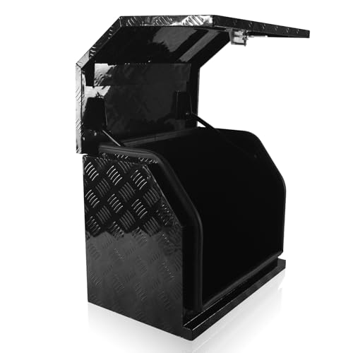 Fsehyue 24.4x15.7x19.7 Aluminium Generator Tool Box Heavy Duty Generator Storage Box Trailer Tongue Toolbox with T-Handle Lock and Keys Suitable for Rvs Bumper Black