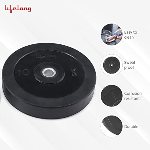 Image of Lifelong Rubber Weight Plates 30mm Dia Set for Weight Lifting, Dumbbell Bars, Strength Training and Home Gym Fitness Workout