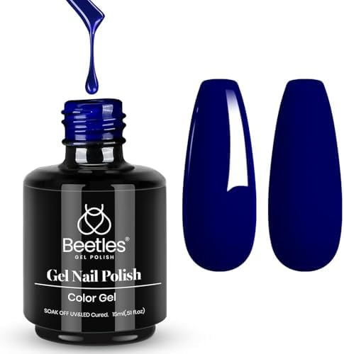 Beetles Blue Gel Nail Polish, Midnight Ocean, 15ML Dark Blue Gel Polish