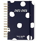 kate spade new york Daily Planner 2025-2026 Medium Agenda August 2025-December 2026, Hardcover Weekly and Monthly Spiral Planner with Stickers (Navy Painted Dot)