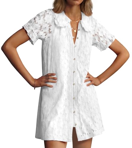 Wenrine Womens Summer Lace Mini Dress Casual Short...