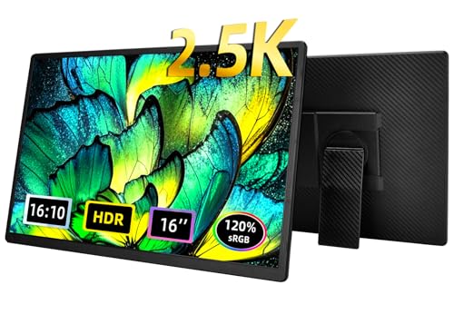 Image of 2.5K Portable Monitor for Laptop - 16 inch QHD Laptop Screen Extender 120% sRGB Wide Color HDR HDMI USB C Travel External Display with Kickstand Gaming Monitor for Computer PC Phone Game Console