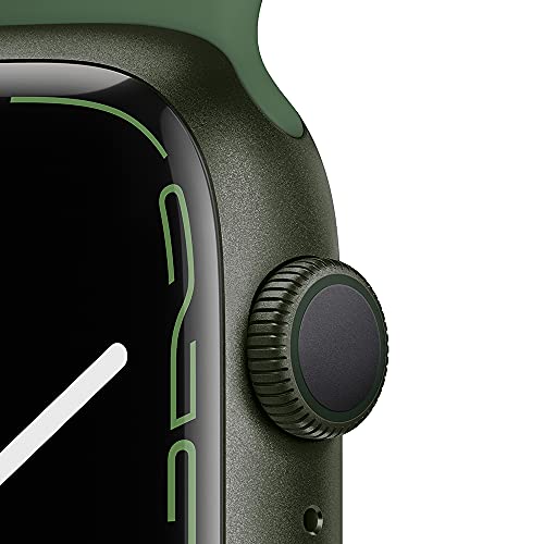 Apple Watch Series 7 (GPS), Caixa em alumínio verde de 45 mm com Pulseira esportiva trevo
