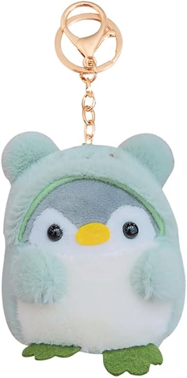 HSYHERE Super Cute Kawaii Wearing Clothes Cosplay Soft Plush Penguin Keychain Boys Girls Pendant Metal Key Ring Keychain