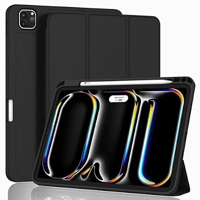 ZryXal iPad Pro 11 Inch Case (M5) 2025/ (M4) 2024 (Model: A3357,A3358,A3359,A2836/A2837/A3006), Trifold Stand Smart Cover with Pencil Holder and Soft TPU Back, Auto Wake/Sleep (Black)