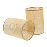 LIFKOME Pantallas de Lámparas Rústicas de Ratán para Mesa y Pie E27 E14 2 Piezas 5.5 Pulgadas Diseño Tejido Adecuado para Dormitorio y Casa de Huéspedes