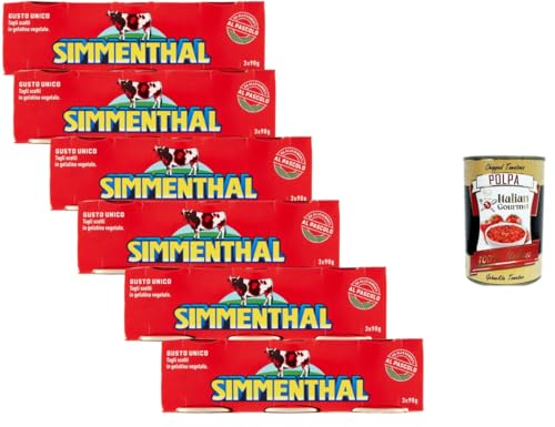 Simmenthal Rindfleisch in pflanzlicher Gelatine, 6er Pack (je 3 x 90 g, insgesamt 18 Dosen) italienische Fleischspezialität für Salate & Sandwiches + Italian Gourmet polpa