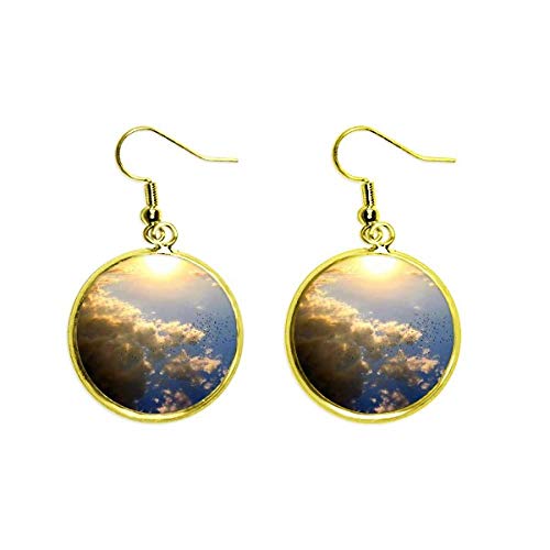 Joyería Mujer Orange Sunshine aretes de gota nubes azul cielo