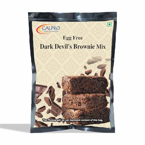 Image of Calpro's Egg-Free Dark Devil Brownie Mix ! Rich Chocolate Flavour! Fudgy & Crust Quick and Easy to Make ! Cake Mix for Kids -100% Vegetarian : 350G