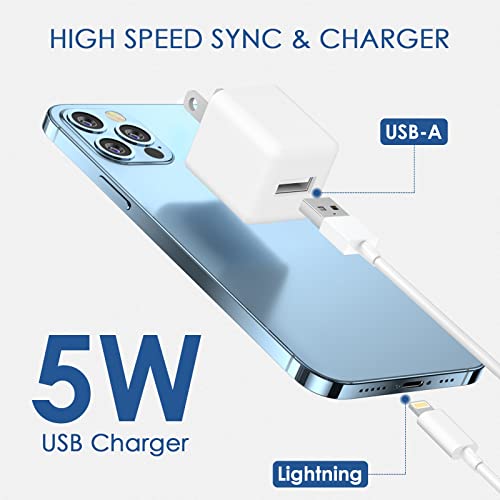 [Apple Mfi Certified] Iphone Charger,2Pack 6Ft Usb To Lightning Cable Apple Charging Cord Usb Wall Chargers Block Power Adapter For Iphone 13/12/11/X/8 Plus/Xr/Xs Max/Se/Ipad #TOP5