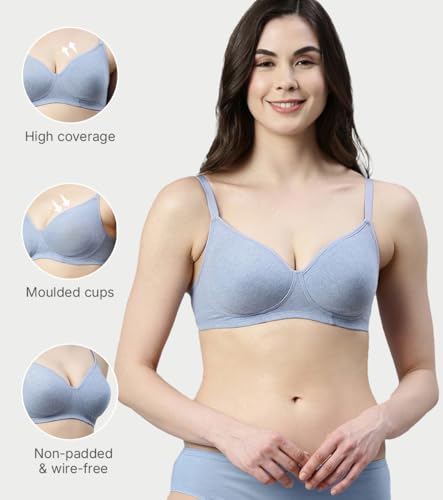 Image of Enamor Innovations Fabcool Encircled Side Support Shaper, Non Padded, Wirefree, High Coverage, Women's Cotton Everyday Bra - A042 (Available in Plus Sizes)
