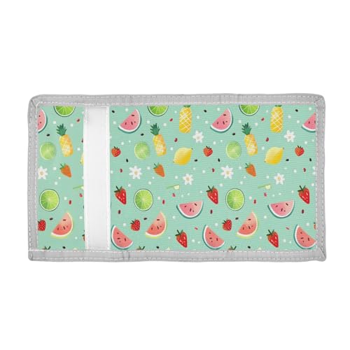 ALAZA Kids Wallets for Boys Girls Toddler Trifold Wallet Children Small Summer Fruits Green with Zipper Coin Pocket2