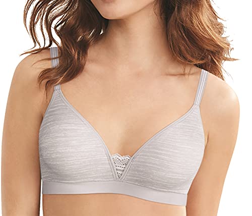Hanes Ultimate Women's ComfortFlex Fit T-Shirt Unlined Wirefree Bra DHHU26, Sterling Grey Heather Print/White, Large Hanes Ultimate Women's ComfortFlex Fit T-Shirt Unlined Wirefree Bra DHHU26, Sterling Grey Heather Print/White, Large