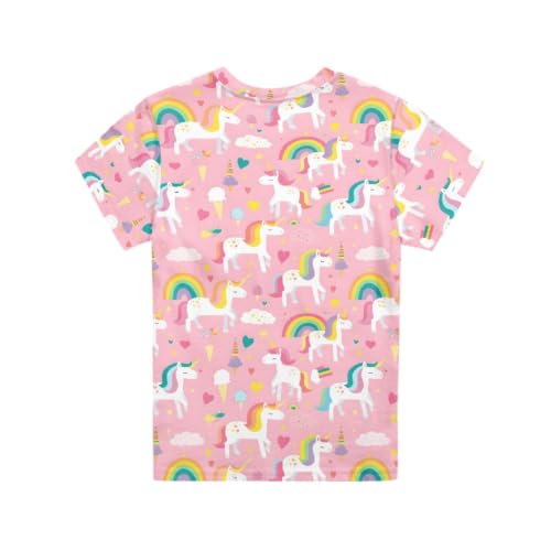 Image of ENLACHIC Girls Teens Pink Flamingo Printed Summer Short Sleeve T-Shirts Cute 3-16 Years