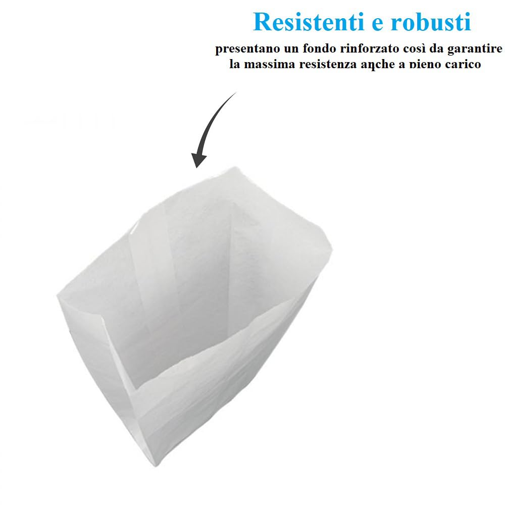Sacchetti Di Carta Kraft Per Alimenti | 200 Pezzi Bianchi 14x30cm, Made In Italy - Foto 12