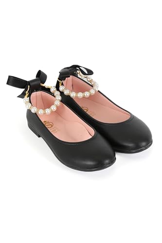 Elegant Girls' Mary Jane Flats with Pearl Detail and Ribbon - Perfect for Special Occasions2