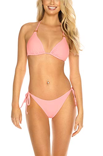 RELLECIGA Maillot de Bain Triangle Bikini 2 pi?Ces avec Roue Or Baby Rose S Cover