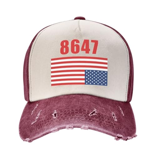 CMNNPAJKKL 8647 Hat Fashion Cowboy Hat Upside Down American Flag Dad Cap Dark Red