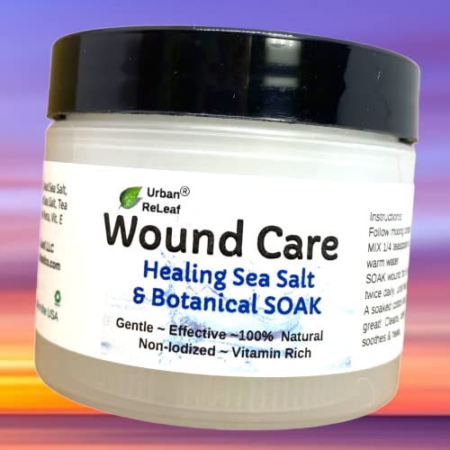 Urban Releaf Wound Care ! Healing Sea Salt & Botanical Soak ! Safely Clean, Disinfect & Heal Wounds. Gentle, Effective, Non-Iodized, 100% Natural. Vitamin Rich #TOP3