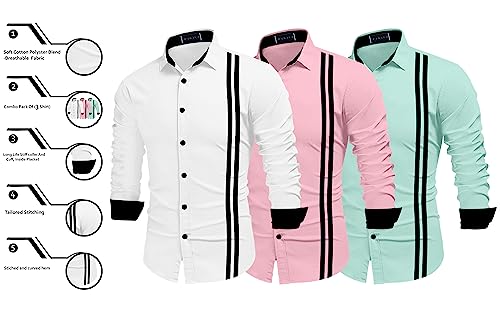 Image of Zombom Men's Striped Regular Fit Shirt