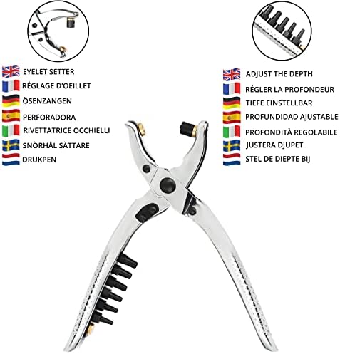 Kurtzy Eyelet Hole Punch Pliers Kit with 100 Eyelets - 20.5cm/8.07 Inches Leather Belt Grommet Tool - 8.5mm Gold Metal Grommets - Plier Puncher Set for Fabric, Clothes, Shoes, Bags and Crafts