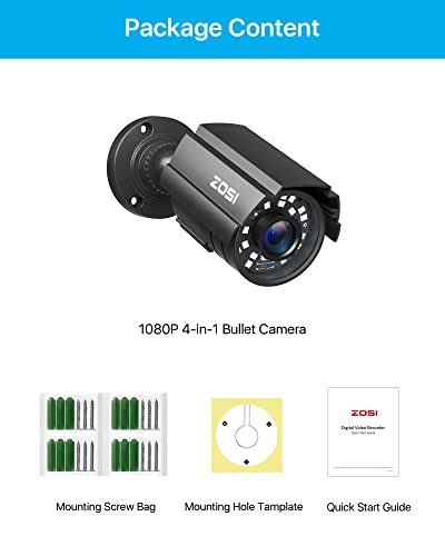 Zosi 1AC-2112C-BS-N 1080P Cctv Camera Outdoor Indoor Hybrid 4 In 1 Hd Tvi/Cvi/Ahd/Cvbs Home Security Cameras System,Night Vision,Waterproof Metal Housing Bullet Cam thumb #8