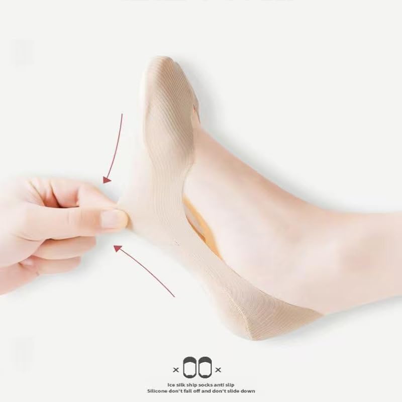 No Show Socks for Women, Ice Silk and Cotton Blend, Non-Slip Silicone, Multi-Color3
