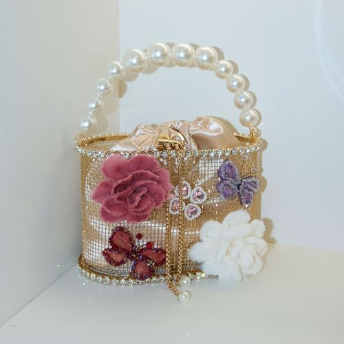 Pochette de soirée avec strass luxueux et perles de prestige - 5