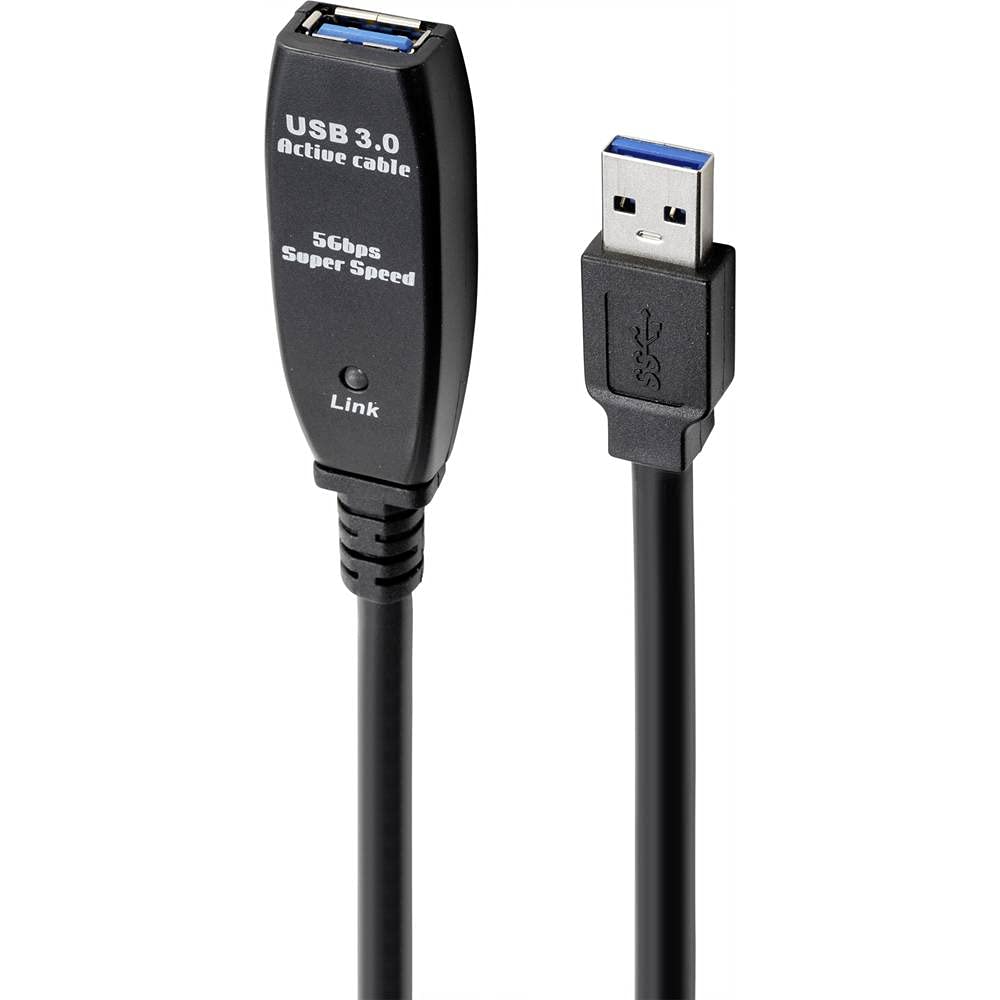 Renkforce Kabel USB USB 3.2 Gen1 (USB 3.0 / USB 3.1 Gen1) wtyczka USB-A, gniazdo USB-A 5.00 m czarny